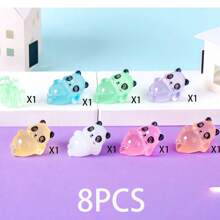 Figuras miniatura brillantes y lindas de panda de resina, figuras en miniatura de panda que brillan en la oscuridad, modelo de mini animal panda de resina micro para decoración del jardín, del hogar, manualidades DIY, decoración de fiestas y vacaciones, pequeño regalo