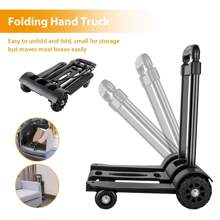 Folding Hand Truck With 4 Wheels 75kg Heavy Duty Sack Cart Carrier Luggage Trolley Hand Trolley For Lifting Luggage Personal Travel Auto Moving