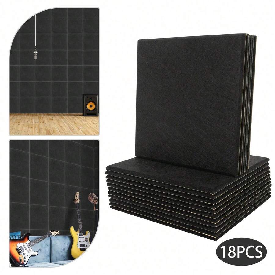 YUNRUX 18-Piece Soundproofing Acoustic Panels, High-Density Sound Absorbing Wall Tiles - A - 查看 1