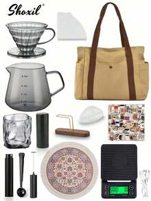 shoxil 9/12/14 件优质咖啡礼品套装 - 带储物袋的完整手冲咖啡套装，可容纳 2-4 杯 | 包含滴滤器、滤网和配件 | 斋月庆典、露营和居家的理想之选 - 咖啡套裝 - 查看 1