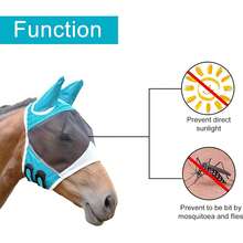Soft Mesh Fly Mask With Ears, Hook And Loop Horse Face Mask To Protect Eyes And Face - Multicolor - View 2