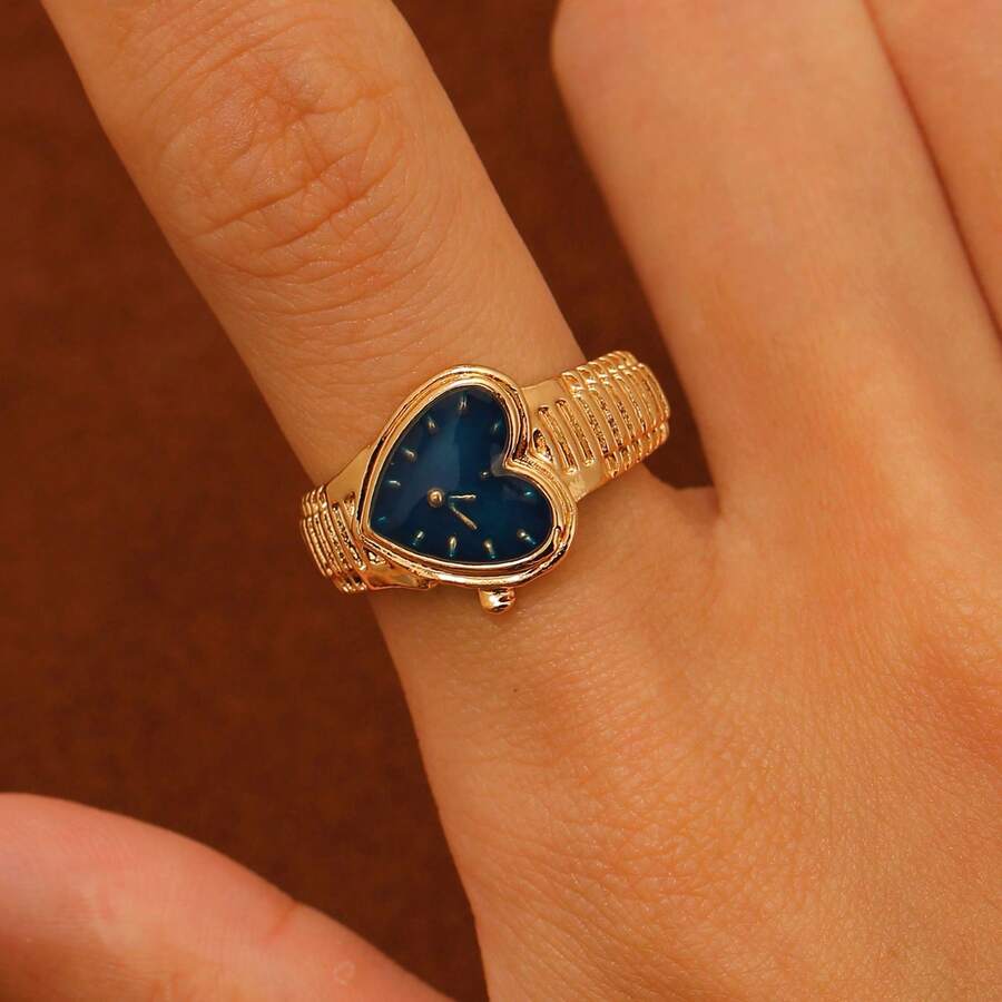 1pc Minimalist & Unique Painting Dial Watch Ring Set, Versatile Jewelry Accessory, Couple Gift - Multicolor - View 1