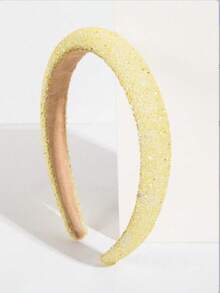 1 băng đô đính đá phong cách Hàn Quốc, vòng tóc xốp màu pastel lấy cảm hứng từ Dopamine, phụ kiện tóc dự tiệc tối giản thanh lịch và ngọt ngào - Vàng nhạt - Xem 12