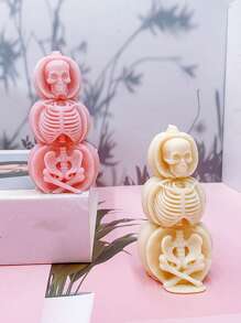1 Set Of 3 Pumpkin Skull Shaped Silicone Mold, DIY Halloween Skull Incense Candle Gypsum Home Decor, Silicone Molding