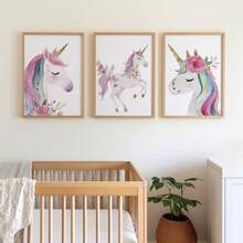 1pc Baby Room Decor Nursery Wall Art.Unicorn Mural, Unicorn Kids Room Decor, Girls Bedroom Mural, Whimsical Unicorn Poster, Kids Room Digital Wall Art, Playroom Decor, Toddler Room Prints, Eclectic Nursery Wall Art.Baby Nursery - Cute And Playful Children's Decor.Various Sizes 20-70cm, Framed Or Unframed Available, Perfect For Baby Room Decor.Home Decor, Summer Wall Art - Multicolor - View 1