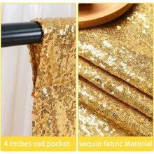 Gold Sequin Backdrop Curtains 2 Panels 2x8FT Glitter Gold Photo Backdrop Party Wedding Baby Shower Curtain Sparkle Photography Background - Gold - View 3