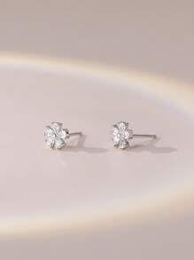 1 par de pendientes minimalistas de flor de cerezo de circonita para mujer, pendientes pequeños de flor brillante de circonita incrustada en cobre, de moda y versátiles
