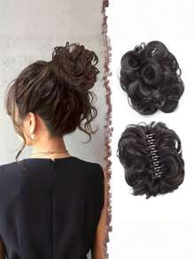 Hair Clips Elegant Curly Bun For Women, Fashion Heightening Puff Hair Pad, Extended Bun, Slouchy Style Clip Style Flower Bud Ball Head, Naturally Fluffy Hair Bag For Women With Long Beard, Wig Set, Ponytail Wig Ring Hair Clip - Easy To Clip Into Bun, Instantly Fuller Look Hair Accessories Elegant Claw Clips, School Stuff, College