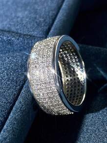 1 pieza Anillo de zirconia cúbica elegante para mujer para boda, compromiso, aniversario, fiesta, joyería, regalo del Día de San Valentín