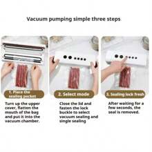 2-In-1 Digital Display Portable Household Electric Food Preservation Machine, Vacuum Food Sealer Suitable For Various Food Preservation, Vacuum Sealing Machine/Plastic Sealing Machine, Applicable To Dry, Wet, Powdery Food Vacuum Preserver
