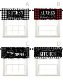 1 件厨房主题印花窗帘，适用于节日、派对、生日、晚宴、厨房窗户装饰短帷幔、四季房间装饰、家纺短窗帘帷幔，适用于餐厅派对装饰 - 彩色 - 查看 12