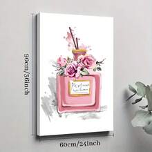 1Pc Solid Wood Frame Canvas Poster, Girls Bedroom Wall Art Perfume Painting Pictures Print On Canvas, Girl Theme Large Canvas Wall Art, Artwork Wall Painting For Gift, Bedroom, Office, Living Room, Cafe, Bar, Wall Decor, Home And Dormitory Decoration Ready To Hang - 金色 - 查看 9
