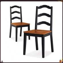 Better Homes And Gardens Autumn Lane Ladder Back Dining Chairs, Set Of 2, Black And Oak - Multicolor - View 1