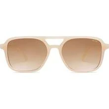 Gafas de Sol de Aviador Retro Para mujeres y hombres, gafas de sol de moda para mujeres rectangulares para hombres SJ2202 - Montura color crema lechoso/Lentes degradadas marrones - Ver 2