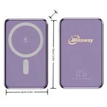 Winsway Ultra-Thin Magnetic Power Bank 5000mAh, Slim And Light, Compact And Ready To Charge, 22.5W Fast Power Supply, Easy To Carry On Board - Black - View 6