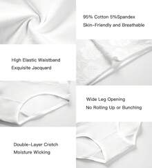 Women's Cotton High Waist Tummy Control Panties Jacquard Ladies Panty Multipack - Comfort - 簡報 04 - 5 件裝 - 白色 - 查看 5
