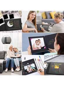 1pc 60-Page (30 Sheets) Kraft Paper Scrapbook, DIY Meaningful Scrapbooking Album Gift, PVC Photo Corners, For Wedding Guest Book, Anniversary, Family DIY Scrapbook - For Handmade Paper DIY, Birthday Gift, Graduation Gift, Family Collection Commemorative Gift - Multicolor - View 12