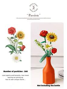 4套1571PCS+DIY艺术积木花朵，ABS材质花朵系列积木，装饰花束，浪漫家居装饰，色彩鲜艳的花朵积木，形状如玫瑰、向日葵等，植物模型收藏，缓解压力，减压游戏，桌面装饰，游戏，人造花积木，完美的生日礼物，母亲节礼物，节日礼物创意情人节礼物。 - 彩色 - 查看 13