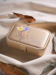 1件，定制专属名字首饰盒和收纳盒，创意26个字母和图案首饰盒，戒指和项链拉链首饰盒，礼物，朋友和母亲的礼物，精美的珠宝盒，适合学校季节礼物，教师节 - 彩色 - 查看 5