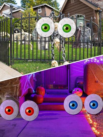 1set Halloween Eyeball Balloons (22in) 3D Red Bloodshot Eyeball Balloons, Scary Atmosphere Decor Props, Halloween Party Decoration, Theme Decor, Home Entrance Decor, Garden, Party Decoration Balloons, Indoor/Outdoor Decor Balloons, Orange, Green, Blue Foil Balloons