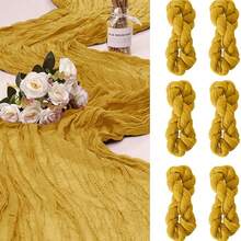 6 Pack Cheesecloth Table Runner, Runner Gauze Boho Wedding Decor Romantic Table Runner For Wedding Birthday Party(35" X 158") (Sage Green) - Multicolor - View 16