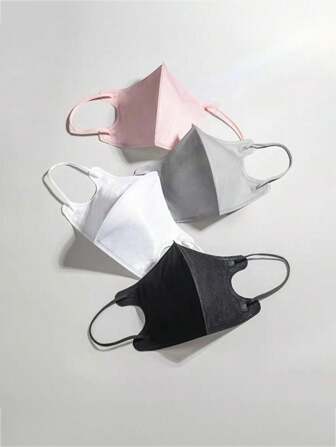 12 قطعة/عبوة أقنعة وجه قابلة للتخلص منها بألوان ماكارون ثلاثية الأبعاد للنساء