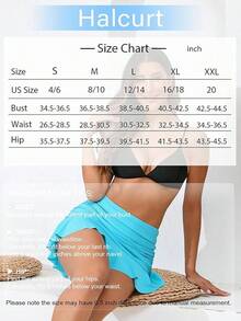 Halcurt Women's High Waisted Ruched Ruffle Swim Skirt With Shorts Tummy Control Tankini Swim Skort Bikini Swimsuit Bottoms - Turquoise - View 6