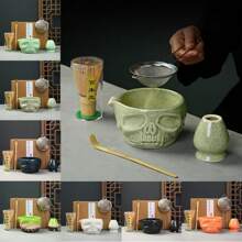 Ciotola da tè in ceramica giapponese con petali, set tradizionale retrò per matcha, utensili da ufficio, ristorante e per bere caffè
