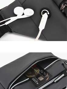 1个男女通用腰包/斜挎包，黑绿配色，休闲风，防水，多口袋，大容量，适合户外活动 - A - 查看 8