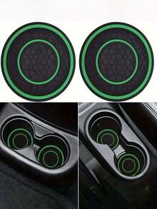 2pcs Anti-Slip Anti-Dust Mat Universal Silicone Car Cup Holder Coaster, Fit Most Vehicles - Multicolor - View 18