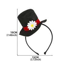 Diadema de sombrero mágico negro para niños, decoración de margaritas, accesorio para disfraz, aro para el pelo para Halloween y fiestas. - Negro - Ver 7