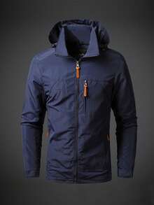 Men's Casual Waterproof Windbreaker, Men's Coats, Winter Coat, Hoodies, Camping, Hiking Jacket - 寶藍色 - 查看 9