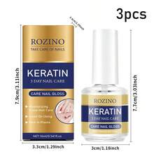 3pcs Rozino Keratin 3 Day Nail Care Nail Polish Care Products. It Is Rich In Natural Ingredients Such As Keratin, Aloe Vera And Lavender, Which Can Effectively Strengthen Nails, Lock In Moisture And Give Nails A Natural Luster. - màu nâu - Xem 5