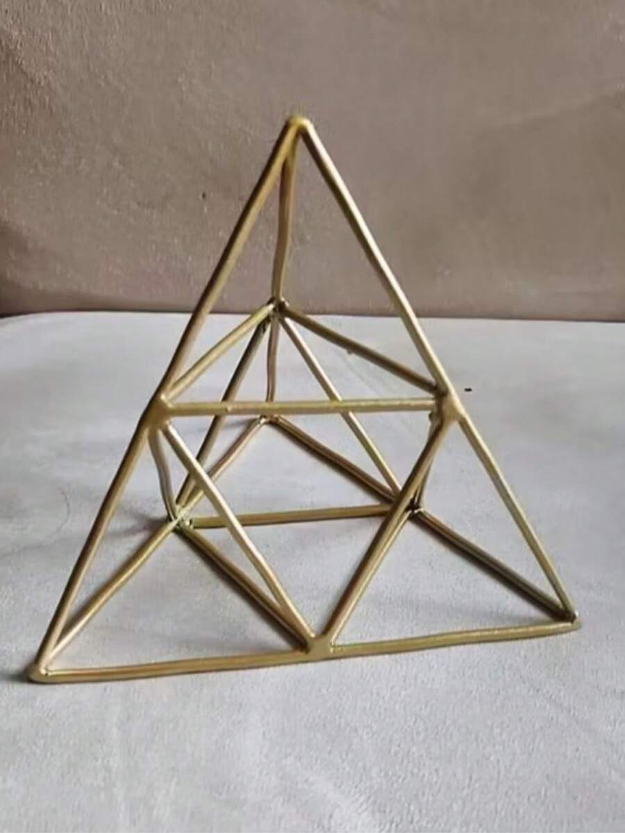 DECORATIVE IRON PYRAMID SCULPTURE - Gold - View 1