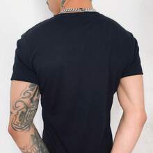 Kit 2 Men's Slim Fit Ribbed T-Shirt, American Style Blouse - Tight Fit - Đen và trắng - Xem 6