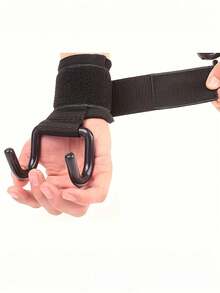 2 件健身深蹲举重引体向上腕钩单杠运动器材减轻力量训练非手力钩健身房配件 - 黑色 - 查看 11