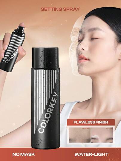 COLORKEY柔雾定妆喷雾，持久保湿，控油清爽，不油腻，质地轻盈，彩妆品牌产品，适合女性和女孩，秋冬季节理想之选，可打造拿铁妆容、Y2K妆容、90年代妆容、酷女孩妆容、唇妆搭配、新娘妆容，情人节礼物