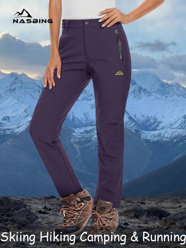 Damen Fleecegefütterte Hose für den Winter, wasserabweisend, winddicht, Softshell, warm, Schnee-Skihose, Skifahren, Wandern, Camping, Outdoor-Sport