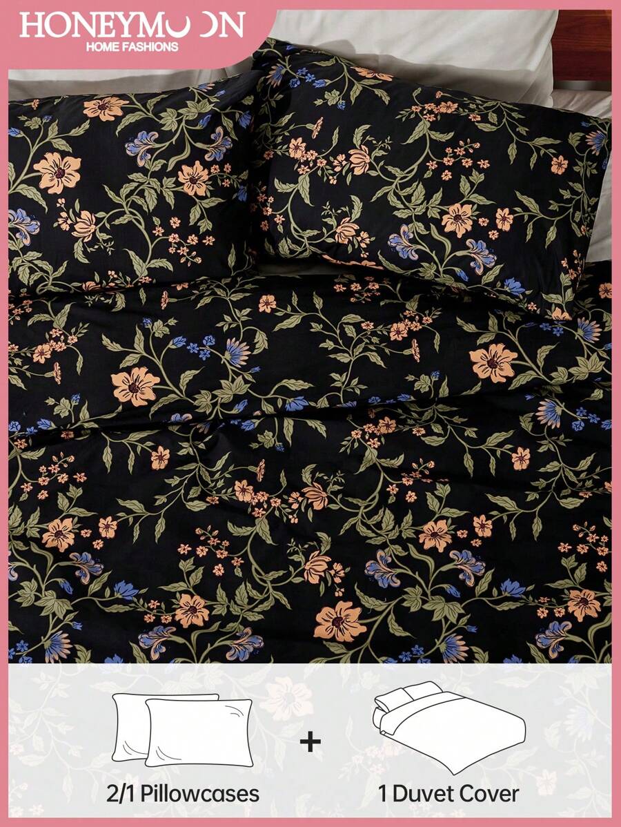 2/3 Pcs Printed Duvet Cover Set, Supersoft & Timeless Elegant All-Season Bed Layer, Chic Lovely Decorative Bed Sprea Bed Cover For Bedroom Dorm, Comforter Not Included