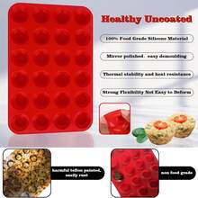 硅胶糕点模具，24 个纸杯蛋糕和松饼模具，硅胶松饼托盘，不粘烤盘（用于布丁、挞、布朗尼）