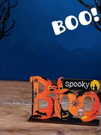 1pc Pumpkin Halloween "BOO" Desktop Decor, Ideal For Party Decorations, Best Gift For Friends