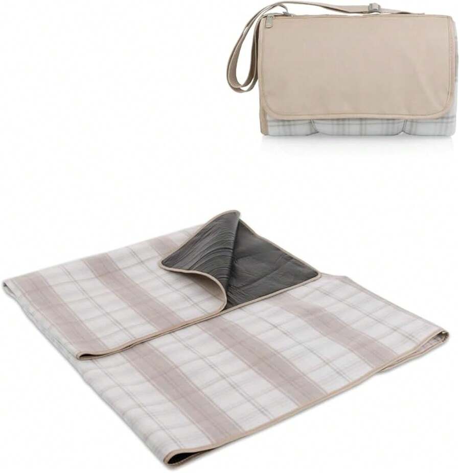 Manta de Picnic de la Marca Time para Exteriores, Manta de Picnic, Manta de Playa, Manta de Camping - multicolor/fantasía (Neutral Plaid) - Ver 1