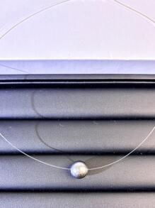 1 Stück modischer minimalistischer falscher Perlen Transparenter Fischerleine Halskette für Frauen, hochwertige vielseitige Fischerleine Halskette mit rundem Perlen Anhänger, nicht verblassende Schlüsselbein Kette, Neuheit 2025