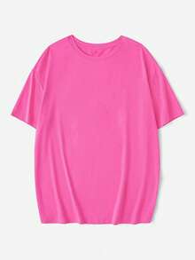 定制女士短袖T恤 - 前后均可定制 - 添加您自己的文字（颜色和字体可选），设计您的个性化图案背心，周年纪念礼物、情人节礼物、节日礼物、定制礼物，时尚、休闲、简约、个性化、定制夏季、健身服 - 玫紅色 - 查看 9