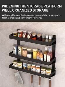 1pc Multifunctional Wall-Mounted Spice Rack - Rust-Proof Metal Hanging Storage Rack For Kitchen Cabinet And Behind The Door - Kitchen Accessories And Home Decoration - Multicolor - View 11