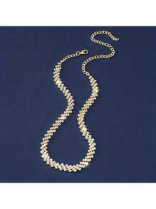 1pc Luxury Rhinestone Claw Chain Geometric Necklace, Gift For Women Wedding Engagement Party