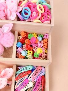 123 件女孩发饰套装，可爱百搭的发夹、发圈、蝴蝶结、花朵、蝴蝶图案的松紧带 - 送给女孩派对和节日发型的完美礼物 - 混合色 - 查看 4