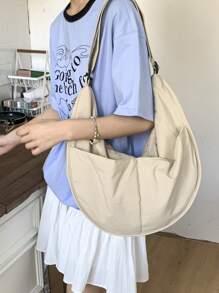 peach tree Large Capacity Crescent Shaped Shoulder Bag, Simple Solid Color Women Crossbody Bag, Adjustable Shoulder Strap, Zipper Closure, Fashion Spring Simple Solid Color Shoulder Bag, Adjustable Strap, Zipper Closure, Shoulder Bag Gift For Christmas, Scream, Young Casual Solid Color Sling Bag, Lightweight Large Capacity Shoulder Bag, Valentine's Day Gift, Peach Tree