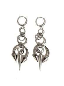 2pcs Gothic Style Silver Stainless Steel Horseshoe Rivet Earrings, For Men & Women For Party & Daily Wear