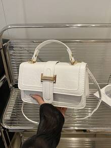 2025年秋季女士鳄鱼纹手提包单肩包，时尚单肩斜挎包 - 米色 - 查看 3